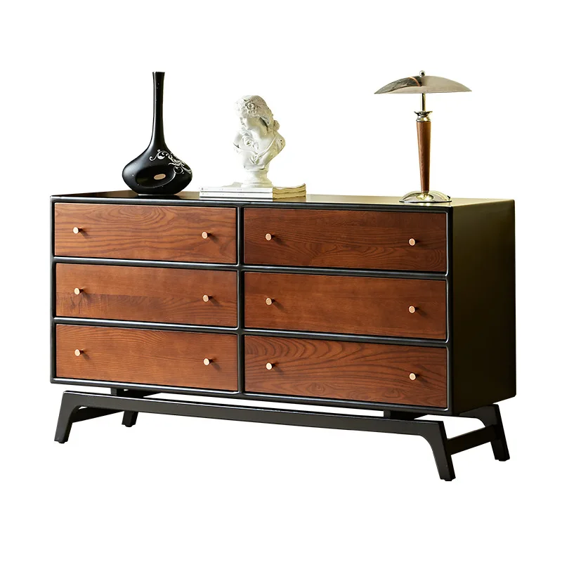 

French retro restaurant solid wood chest, home medieval style six chest at the end of the bed