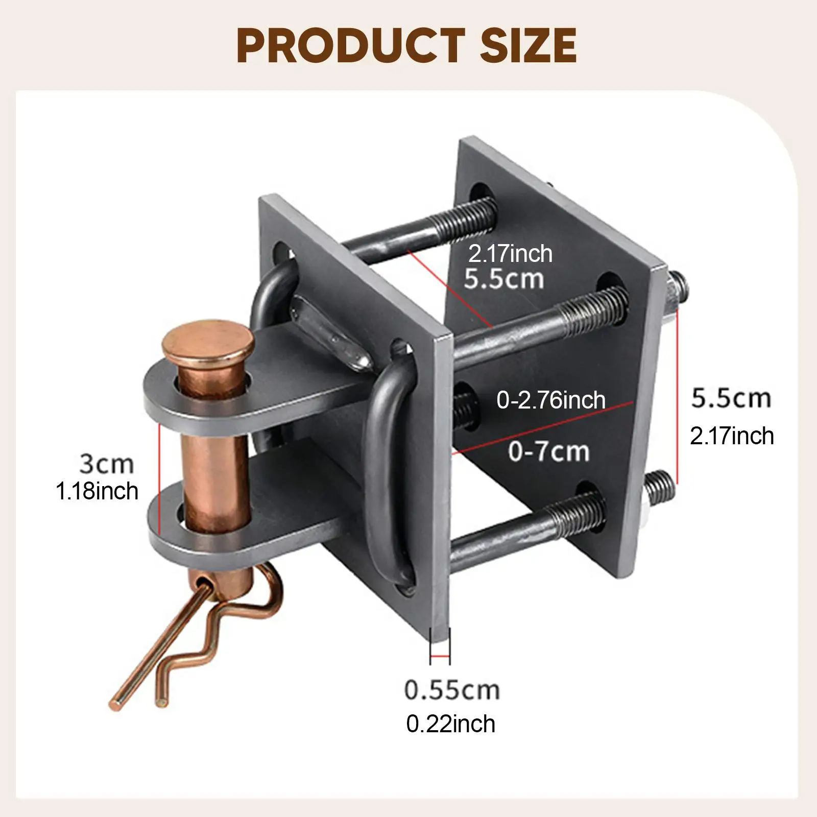 Uniwersalny hak holowniczy, mocne stalowe akcesorium do trójkołowców elektrycznych i motocykli.