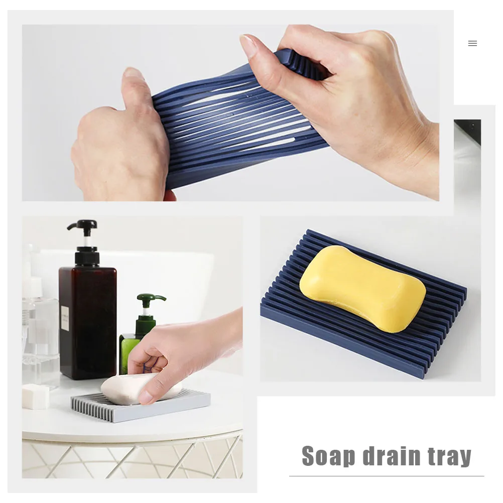 

3pcs Silicone Dish Holder Self-Draining Practical Bathroom Accessory Water Draining Design Smooth Edge Soap