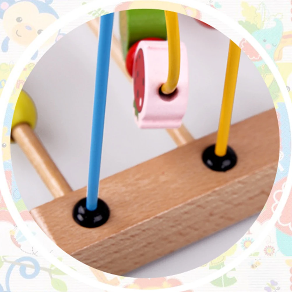 Holzfrüchte Perle Labyrinth Roller pädagogische Abacus Perlen Kreis buntes Aktivitätsspiel für Kinder räumliche Fantasie