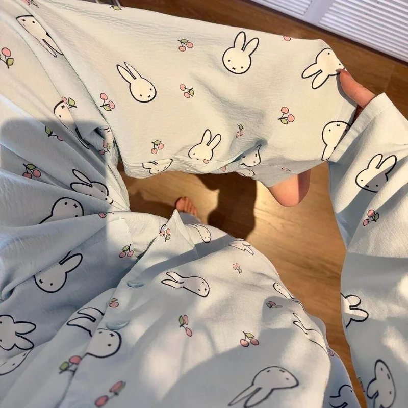 Cartoon Kawaii New Style Pajamas Lounge Clothes Breathable Sweet Long Sleeves Trousers Soft Fabric Good Looks Absorb Sweat Miffy