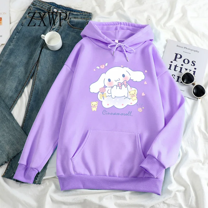 Cute Hoodie Women Harajuku Cartoon Cinnamoroll Graphic Hoody Kawaii Hoodies Unisex Aesthetic Fashion tops y2k Sweatshirts