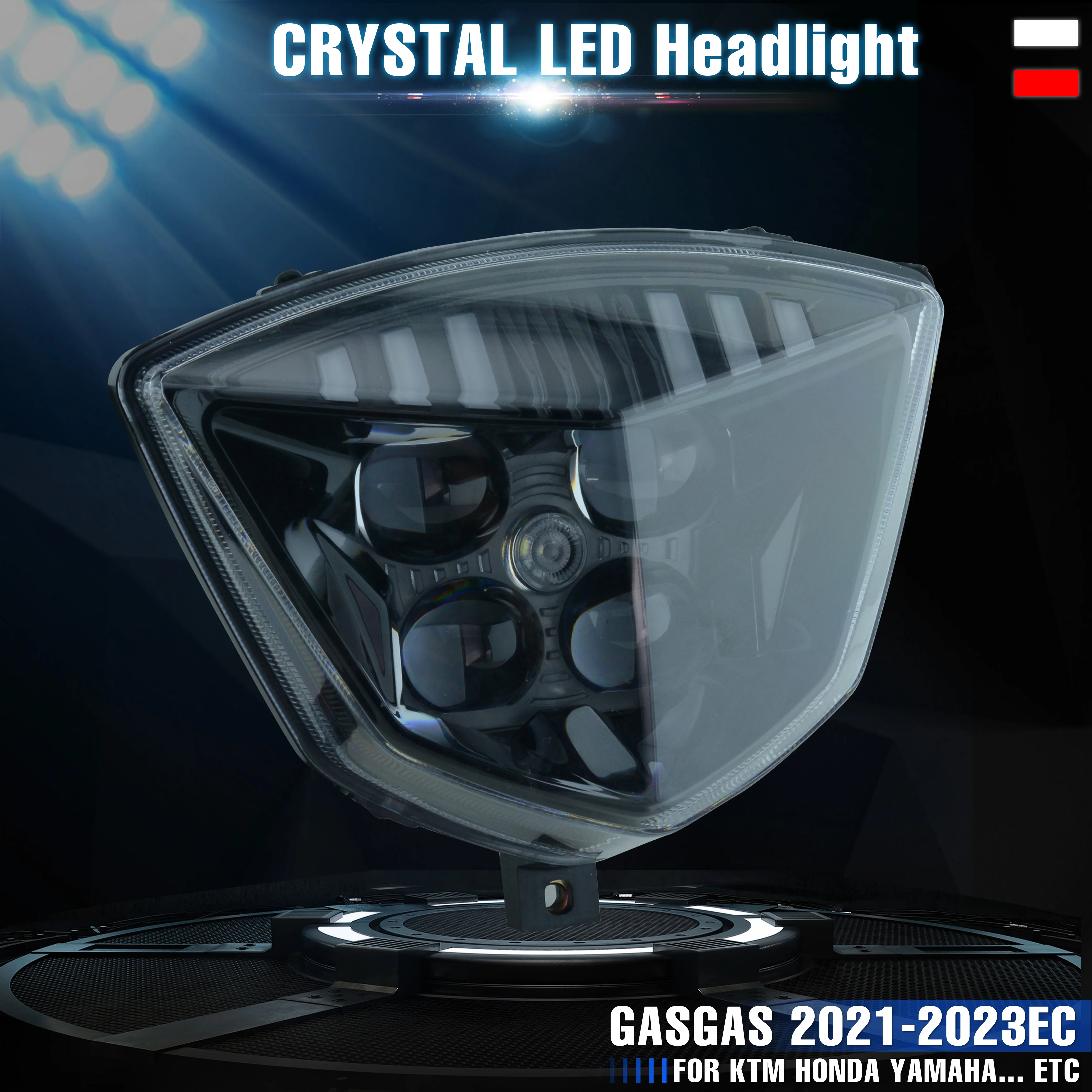 SPACEMOTO Motorcycle  crystal LED Headlight Headlamp For GASGAS 2021-2023 EC 2021 2022 2023 Enduro Motorcycle