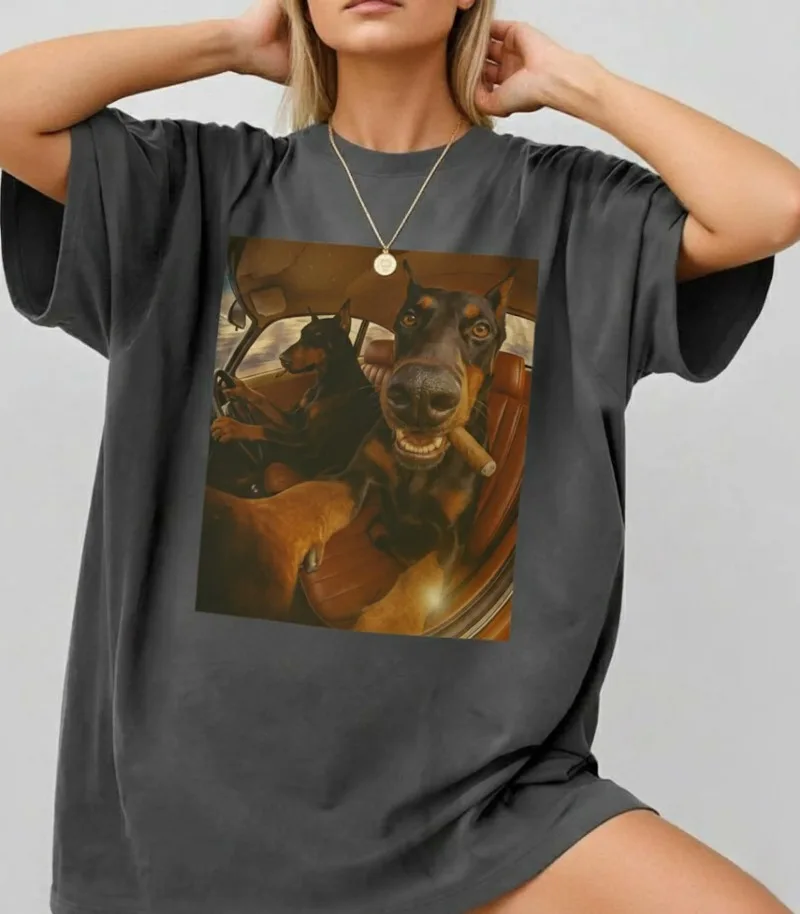Camiseta Gangsta Dogs Racing, camiseta Doberman Selfie, ropa de calle vintage Y2K, sudadera Twilight