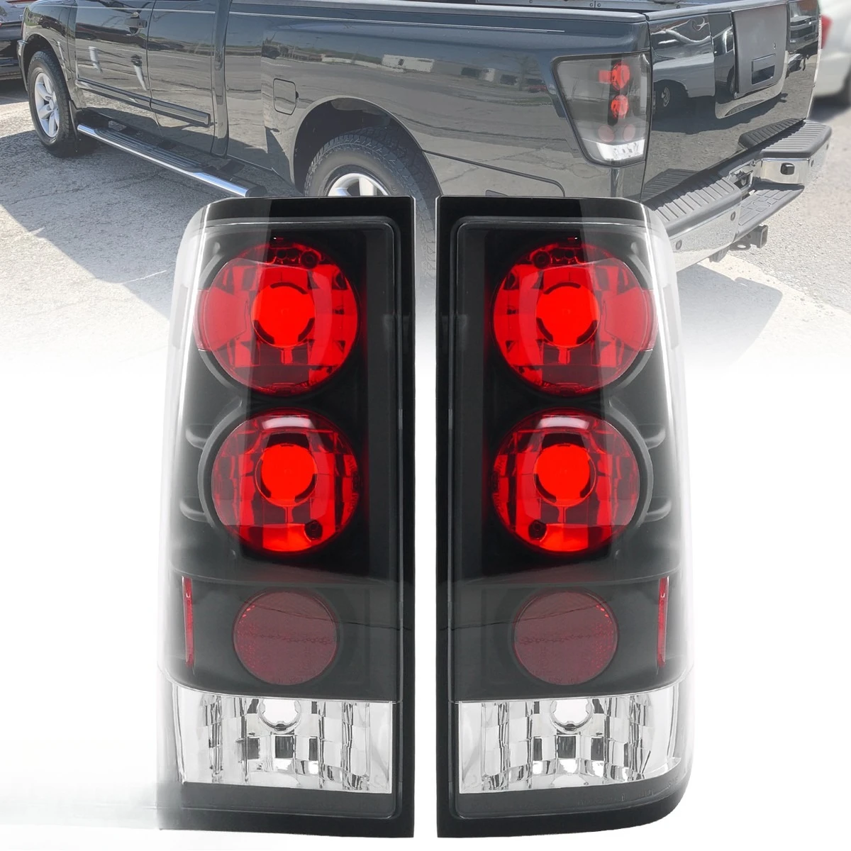 

Black Tail Lights Fits 2004-2015 Titan Rear Brake Signal Lamps Pair Left+Right