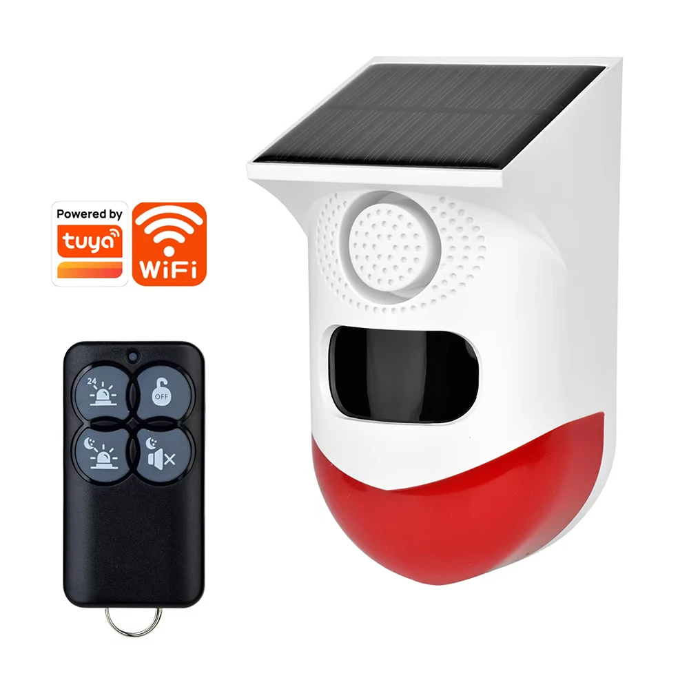 

Sound Alarm Detector Sensor Farm Garden Solar Infrared Siren Solar WiFi Tuya Smart Outdoor Charging Security