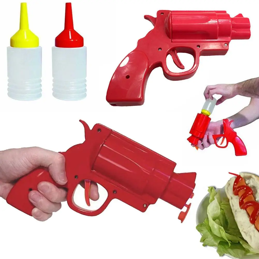 Pistola de cocina creativa, botella de condimento, dispensador de condimentos para Ketchup, mostaza, Mayo, botella de salsa exprimible, herramientas de cocina para hornear
