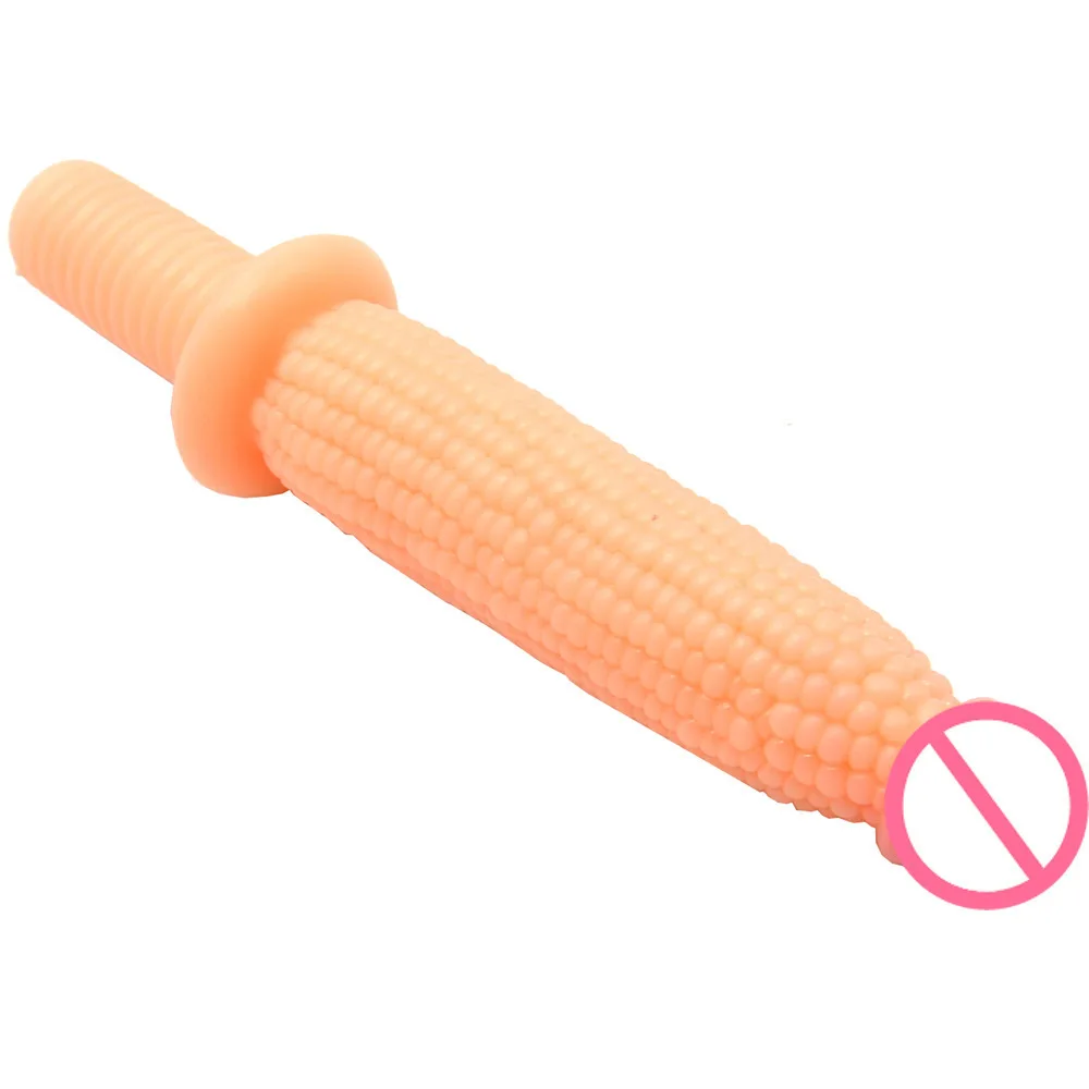 Realistic Corn Dildo 2-Inch Diameter with Handle Large Anal Plug Extra-Long Soft Silicone Unisex G-Spot Massage Masturbation Toy