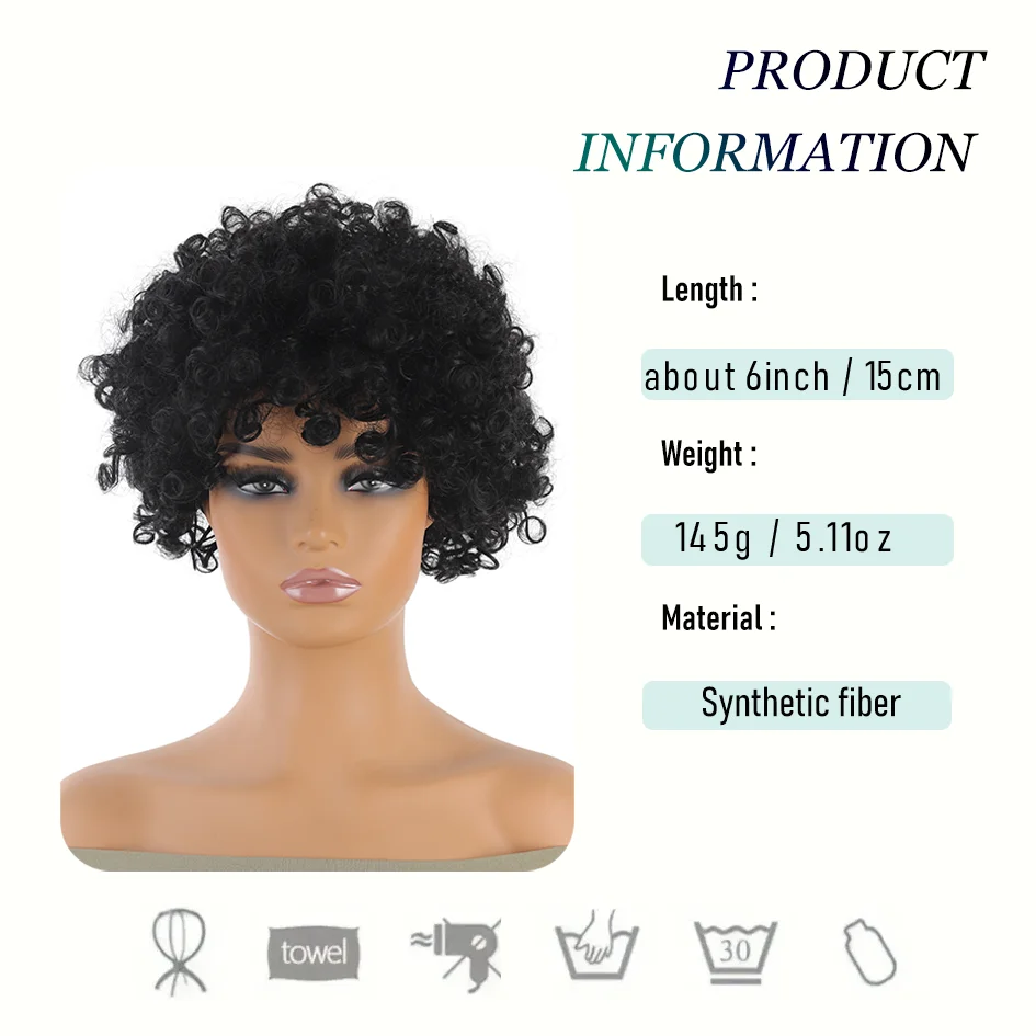 Perruque synthétique Afro noire bouclée de printemps de 6 pouces, coupe de cheveux explosive, perruque courte Super bouclée, Extensions de perruque Bob, usage quotidien, cosplay