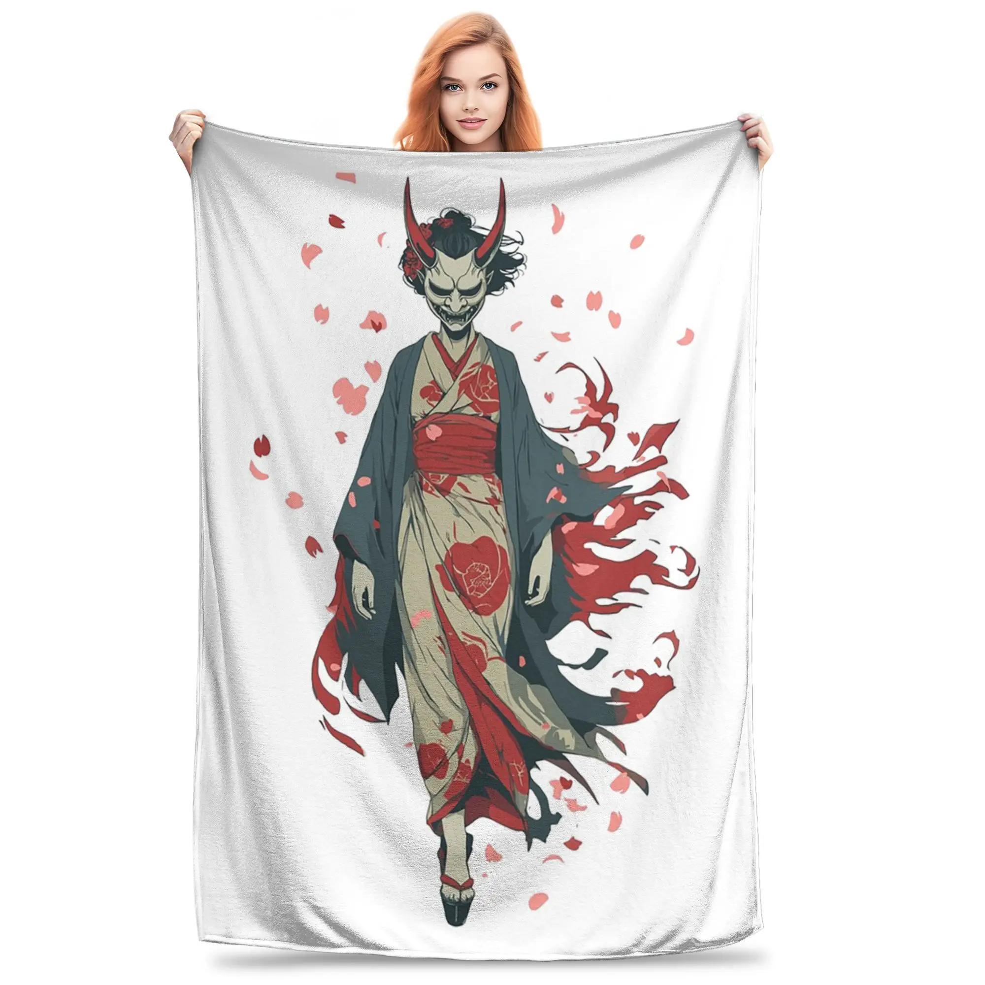 

Японское одеяло в маске Хання с цветком, флисовое одеяло для дивана, одеяло для дома, спальни, уличные пледы, покрывало, одеяло