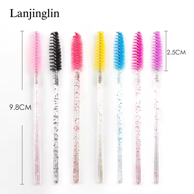 50pcs Crystal Eyelash Brush Combs, Disposable Eyelash Extension Mascara Wands, Professional Makeup Beauty Tools.