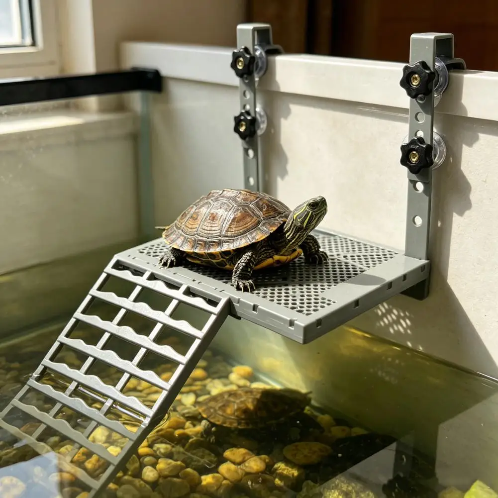Solid Form Hanging Turtle Basking Platform with Suction Cups Non-Slip Reptile Sunning Ramp Aquariums Turtle Tank Accessories