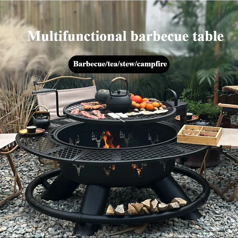 Firewood BBQ Grill Household Campfire Pot Fireplace Tea Firewood Heating Furnace Garden