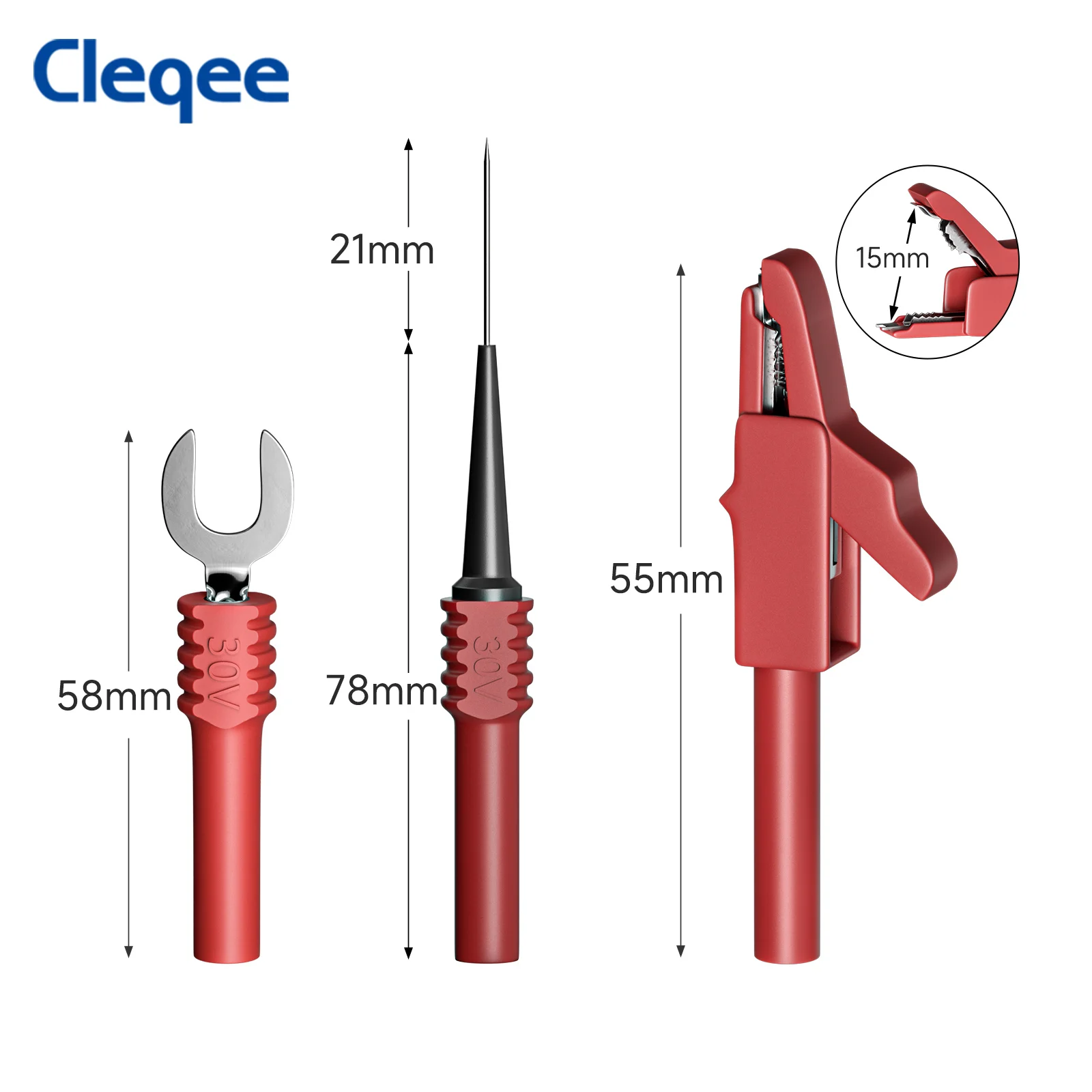 Cleqee CKT011 Banana Plug Silicone Test Leads Kit with Alligator Crocodile Clips Test Fork Back Probe Pins for Electrical Test