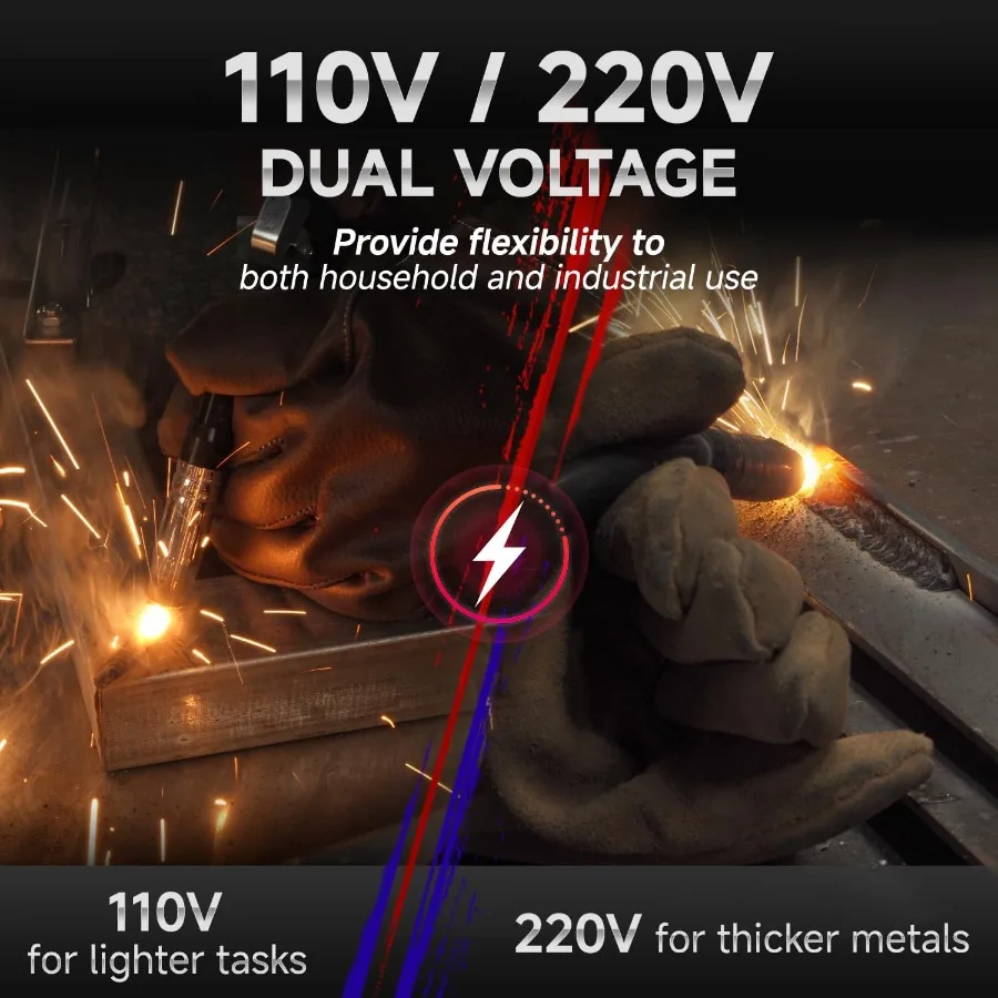 ANDELI 135Amp MIG Welder 110V 220V Dual Voltage Portable Gasless Welder Flux MIG Lift Tig Stick 3in1 Multiprocess Welder with L