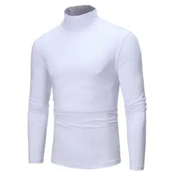 2021 New Men's Solid Color Turtleneck T Shirts Male Slim Fit Long Sleeve T Shirts Black White Men tshirt Tops S-3XL