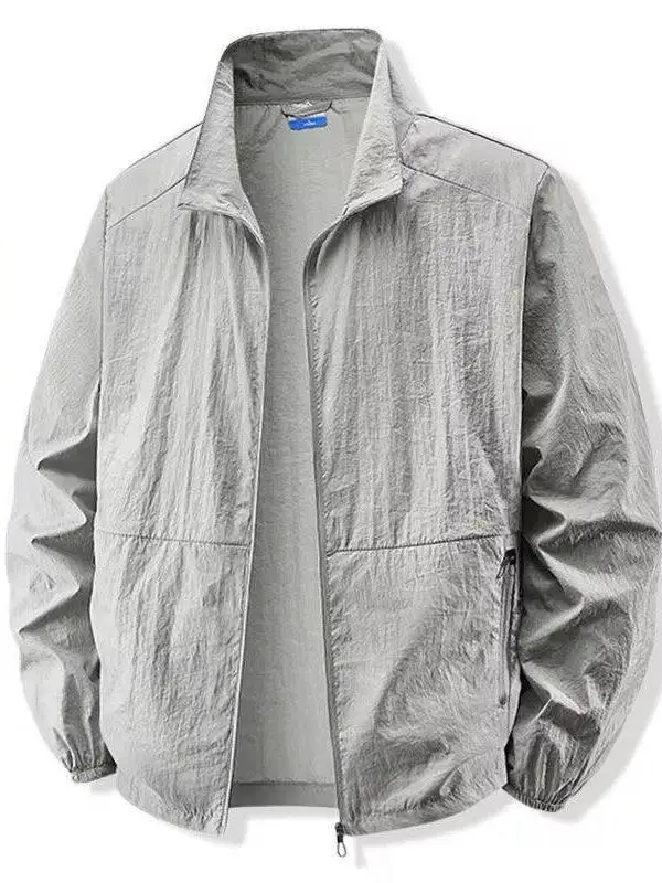 

Summer Lightweight Breathable Men's Fishing Jacket UV Protection Windbreaker Stand Collar Cool Sensation Large Size Fashion S...