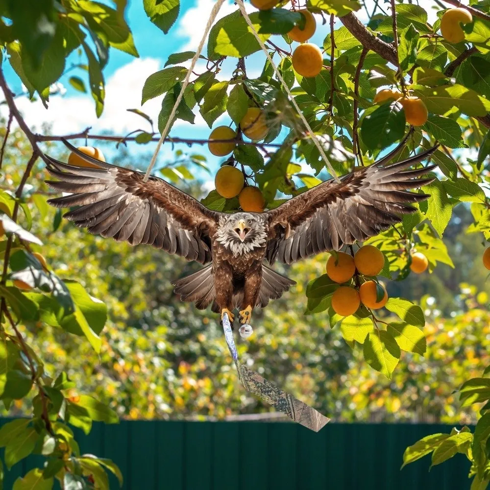 Waterproof Bird Scarer Simulation Owl Pest Control Bird Scare Pendant With Bell With Reflective Hanging Bird Repellent Garden