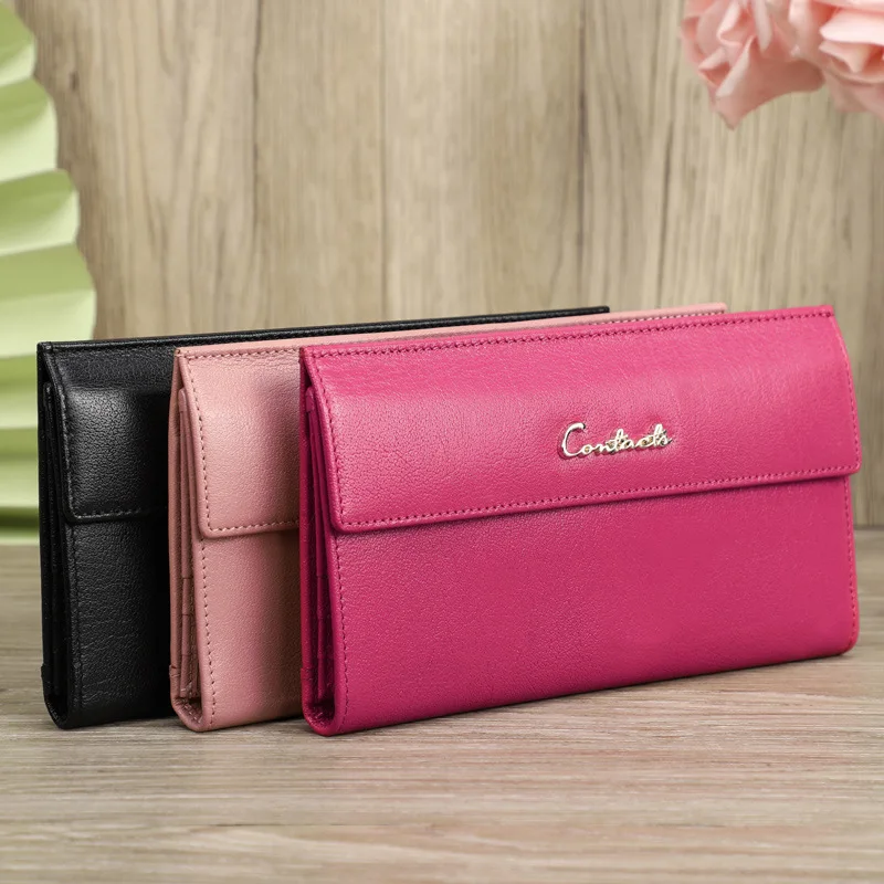 New Fashion Trend Flip Long Multi Functional Handbag Leather Women's Wallet Women Leather High-end Pure Cowhide Wallets Card Bag