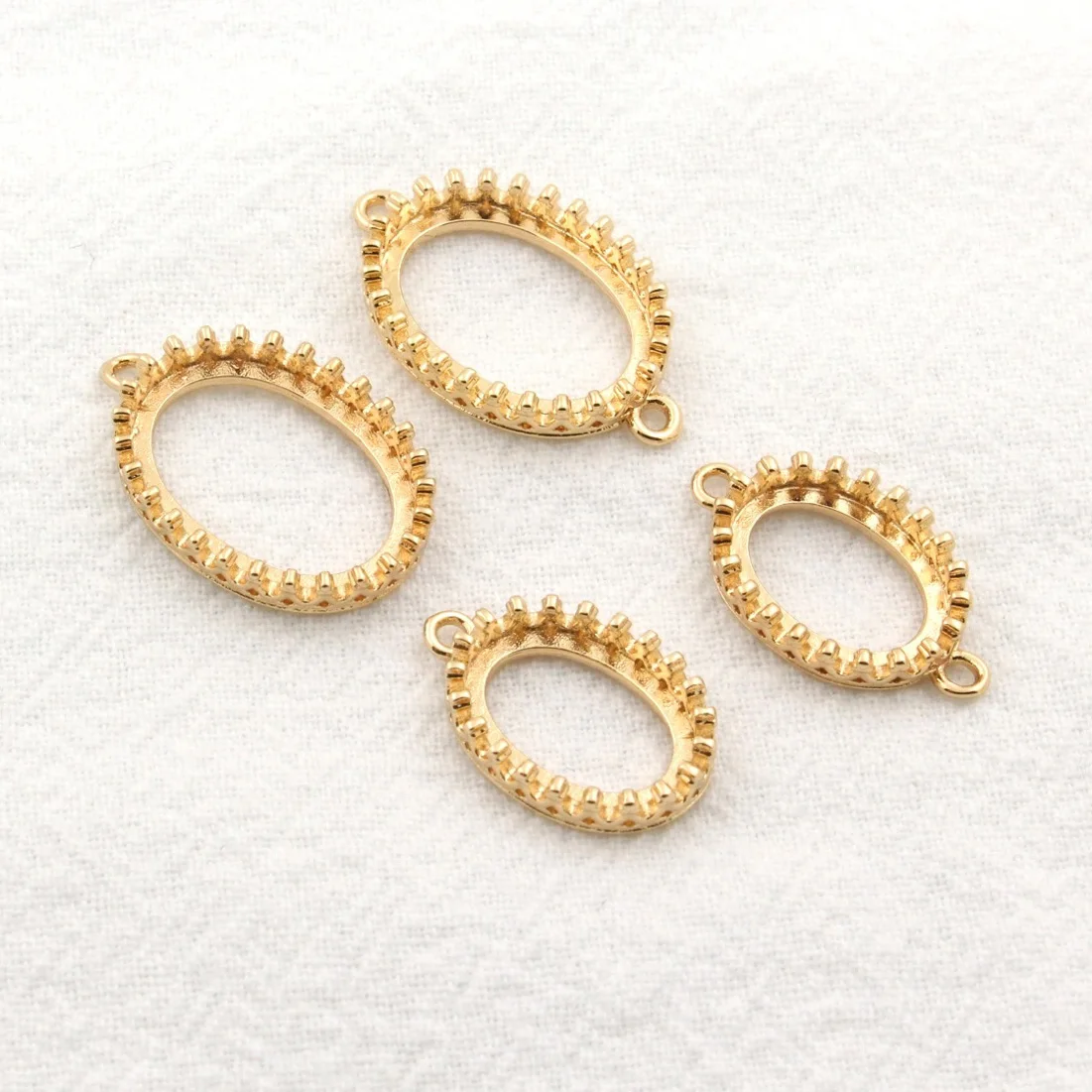 30pcs fit 10x14mm 13x18mm Oval Open Back Pendant Strong Crown Bezel Setting Stone Cabochons Base 2 Loop Connector Findings DIY