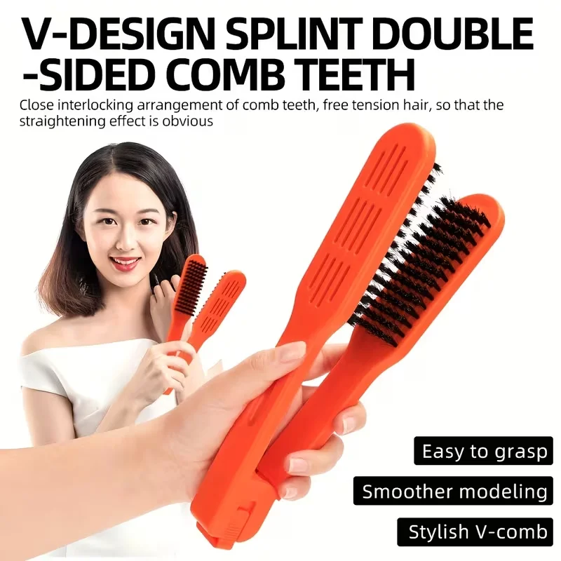 New Plastic Comb Hairdressing Comb Anti-static Transparent V-shaped Styling Straightening Clip