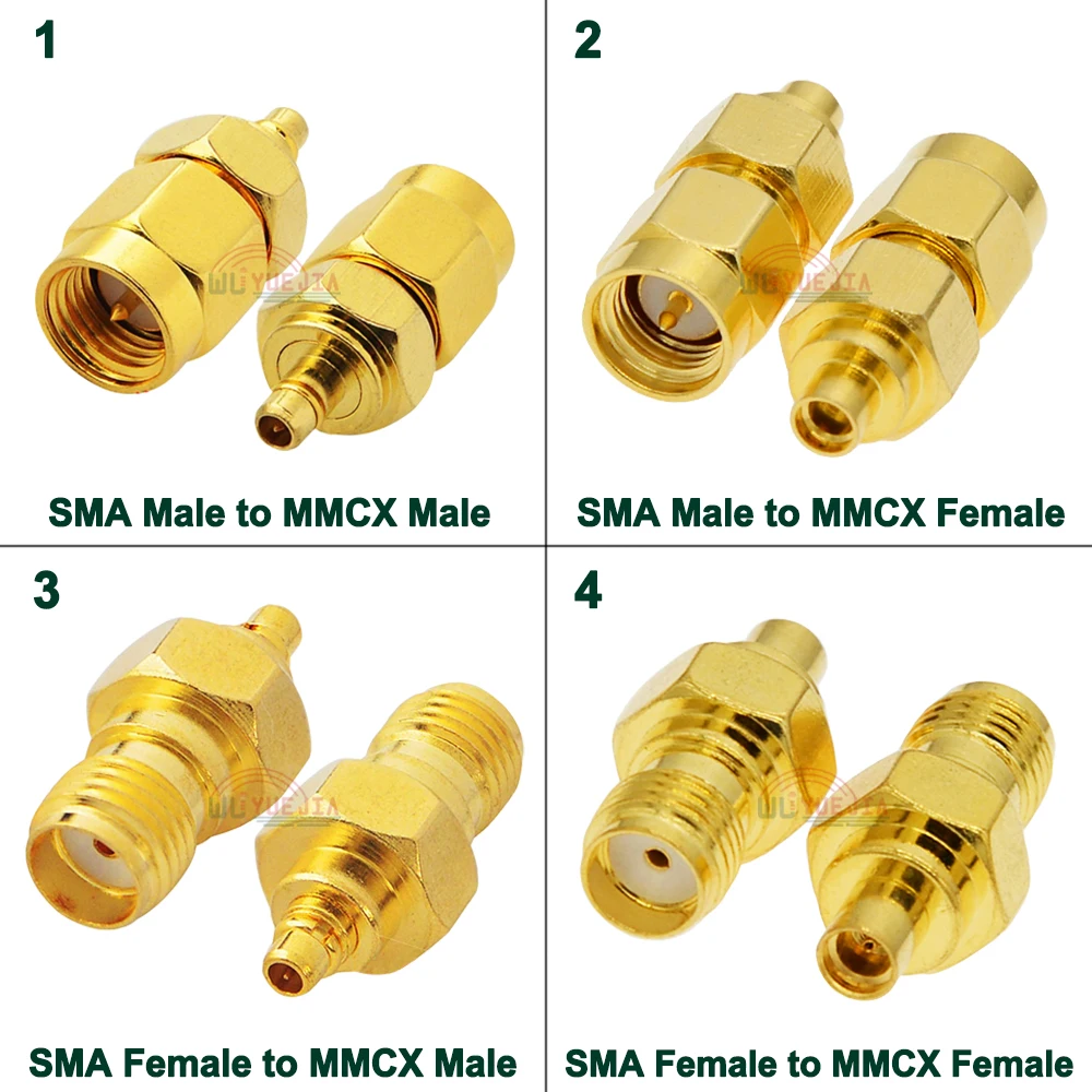 

1Pcs RF Adapter SMA to MMCX Type SMA Male Plug to MMCX Female Jack RF Coax Connector 50 ohm Straight Gold Plated Brass