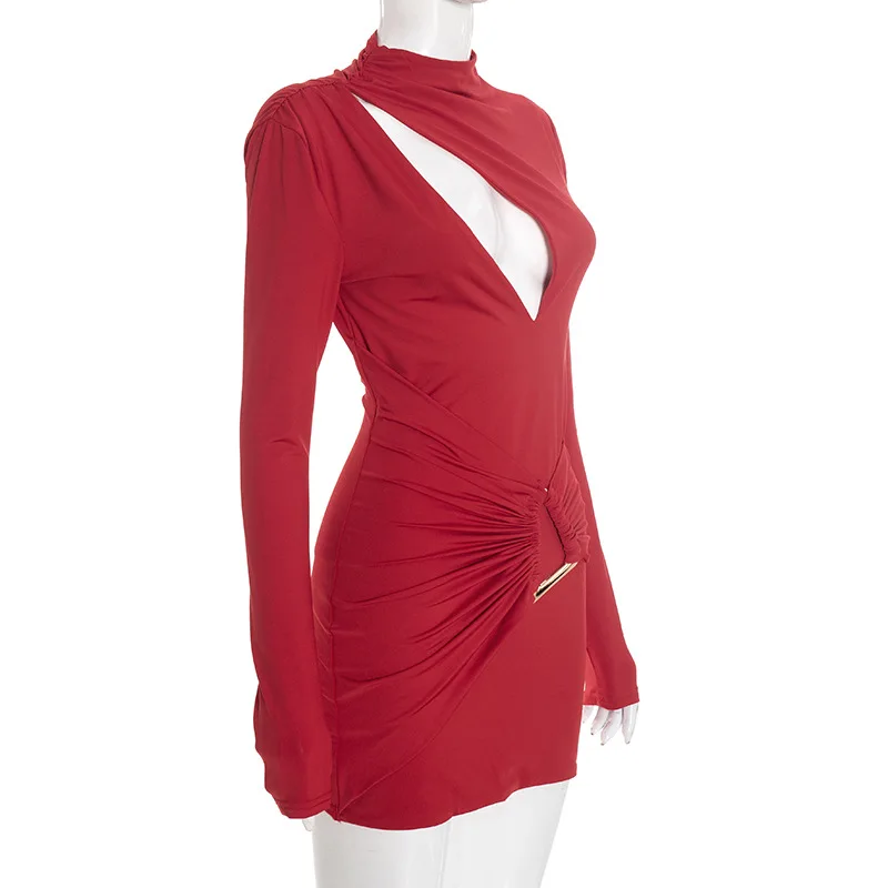 ชุดมินิเดรสเซ็กซี่สำหรับผู้หญิง แขนยาว ผ้ารัดรูป โชว์สัดส่วน เหมาะสำหรับงานปาร์ตี้ คลับ สตรีทแวร์ ชุดเดรสฤดูใบไม้ร่วง ฤดูหนาว ของขวัญ