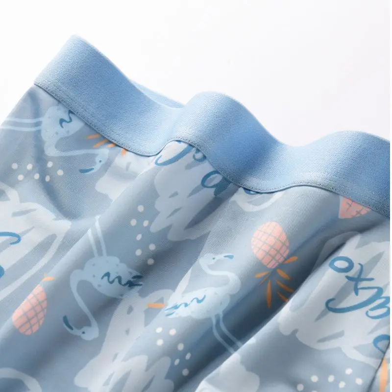 Men's Ice Silk Underwear Boxers Ultra-thin Seamless and Breathable Summer Cool Shorts Trendy Printed Underpants Smooth and Soft