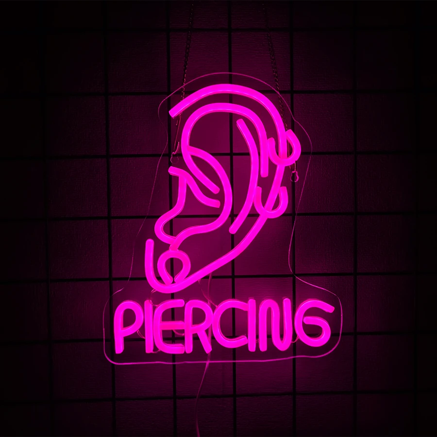 Piercing Neon Sign For Wall Decor,Light Up Sign For Tattoo Studio Decor,Barber Salon,Massage Spa Shop,Suitable Gift For Young