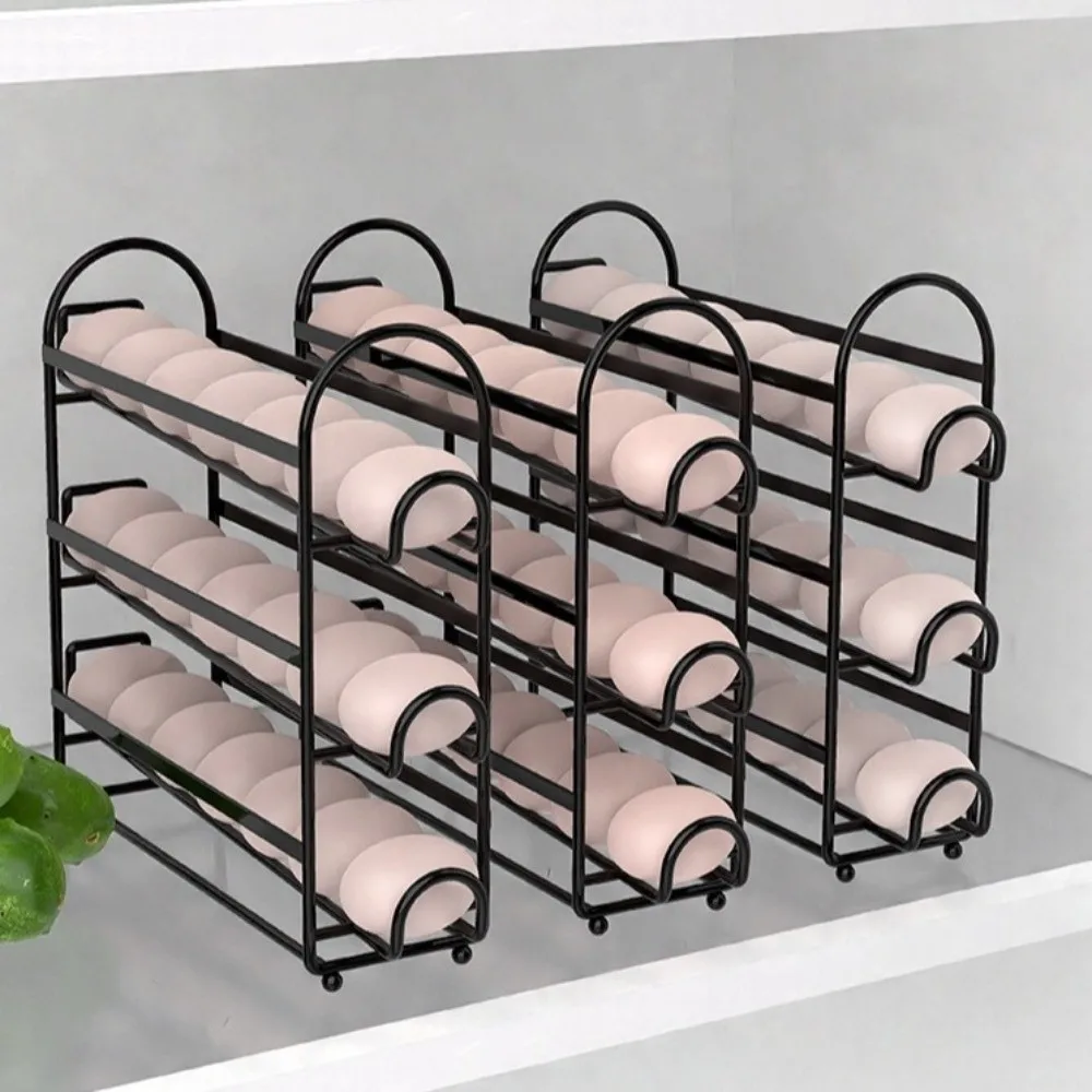 

Durable Multi-Layer Egg Storage Rack Metal Space Saving Egg Holder Large Capacity Egg Storage Trays Countertop