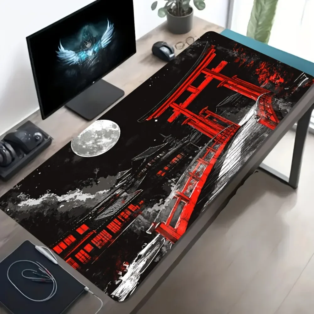 CIFBUY Large Mouse Pad Japanese Torii Gate Night Scene Non-Slip Rubber Desk Mat Smooth Precision Washable Gaming Office