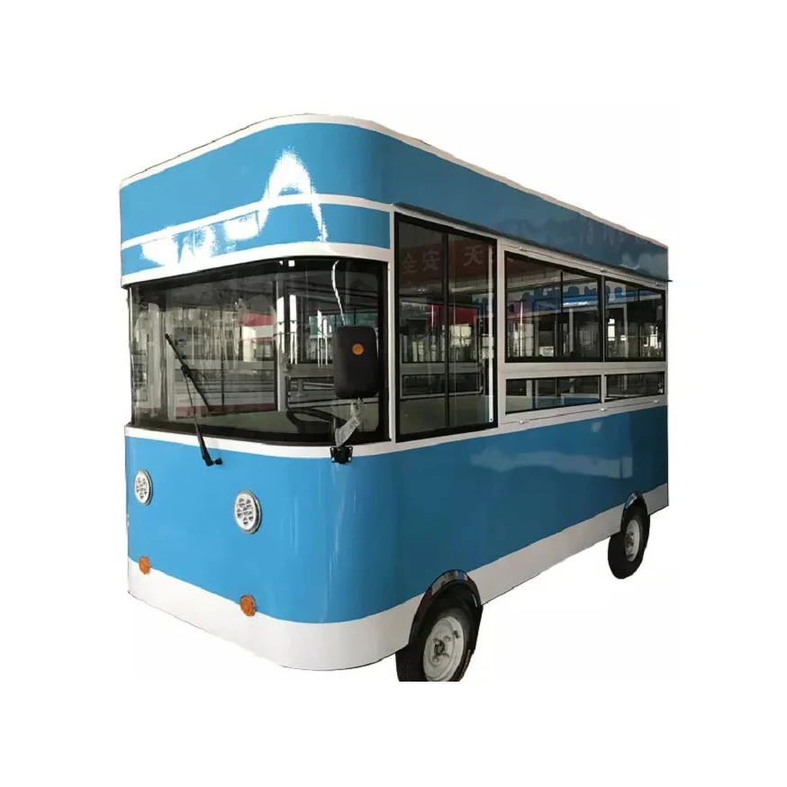 عربة طعام بشعار مخصص مع لوحة قائمة متعددة اللغات، مثالية للوجهة السياحية في جميع أنحاء العالم