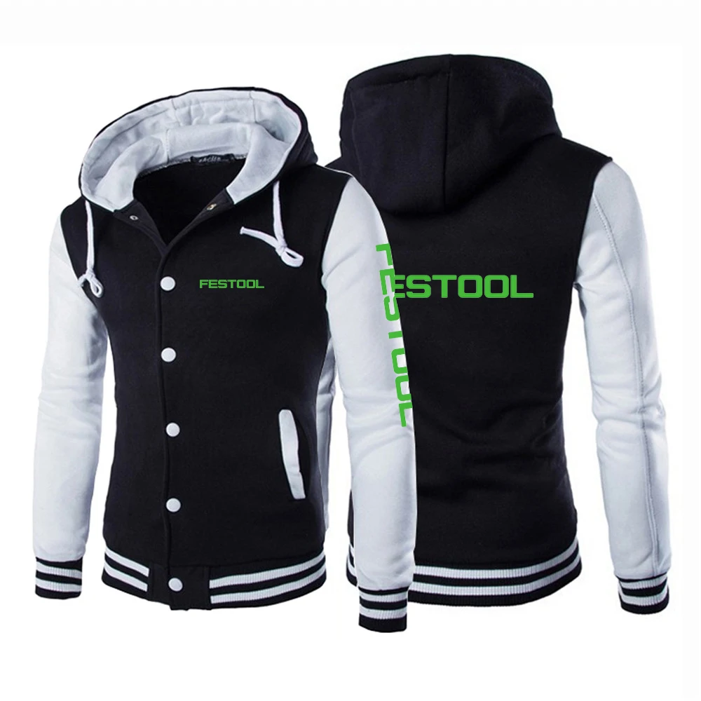 

2023 Festool Tools Men's New Baseball Uniform Zipper Hoodie Jacket Long Sleeves Sweatshirts Slim Fit Casual Sportwear Coat Tops