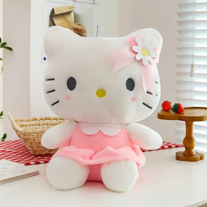 53 cm Kawaii Blume Hello Kitty Plüschtier Cartoon Anime Sanrio Gefüllte Puppe für Kinder Geburtstagsgeschenk Große süße Katze Weiches Kissen