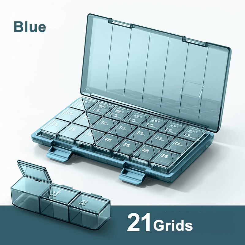 Portable Detachable 7 Day Pill Storage Box Custom Travel Pocket Medicine Organizer Weekly Tablet Vitamin Medication Holder Case