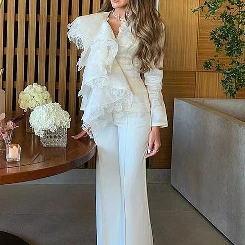 customized Long Pantsuits Evening Dresses for Saudi Arabia Women Floor-Length Straight Formal Occasion Night Prom Party Maxi