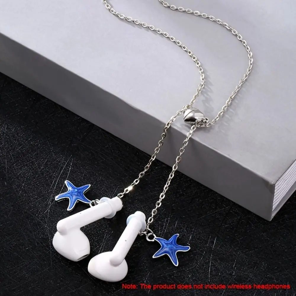 

Zinc Alloy Starfish Anti-lost Earphone Chain Holder Clips Protection Chain Bluetooth Earphone Holders Universal Neck Decor
