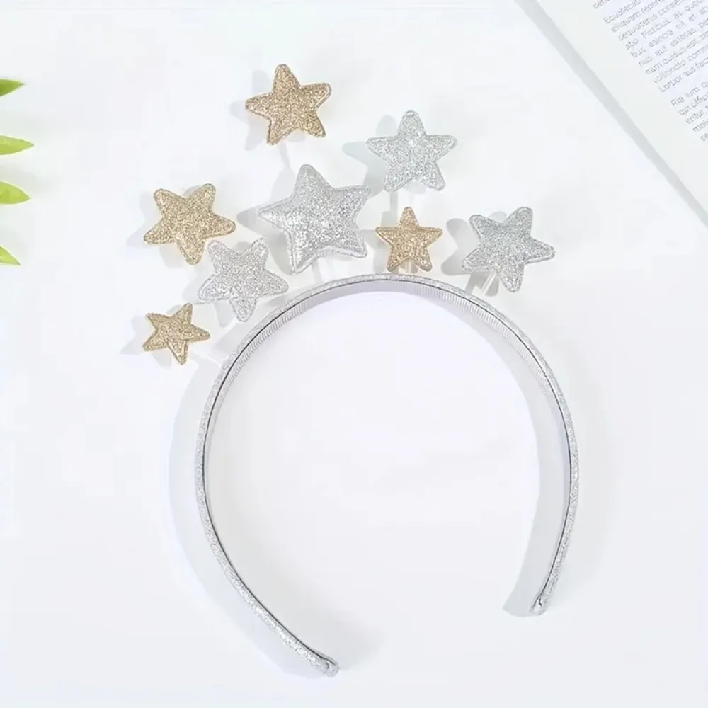 

3pcs Cute Star-Shaped Headband with Golden Glittery Finish - For football match Birthday Parties Decorations,Festive Accessory