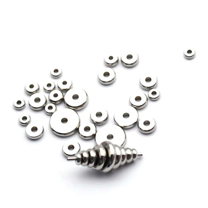 20/50pcs/lot 4/5/6/8/10mm Stainless Steel Round Flat Spacer Beads Fit Bracelet Necklace Spacer Beads DIY Jewelry Making Findings
