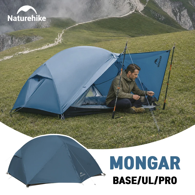 Naturehike Mongar 2 UL/BASE/PRO Tent with Canopy Camping Hiking Ultralight Waterproof 1-3 Person Backpacking Tent 3 Season Tent