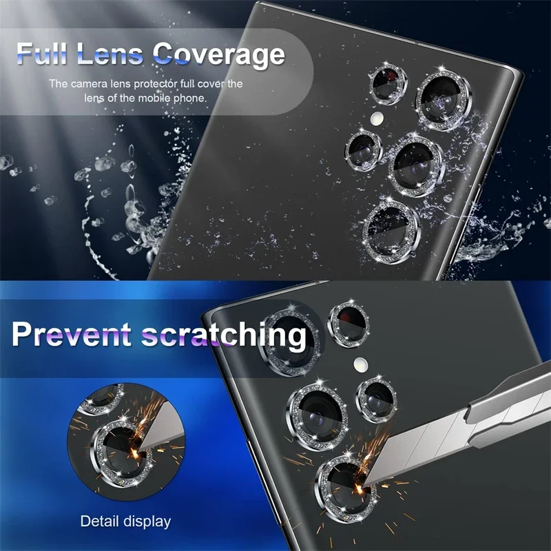 Glitter Bling Camera Lens Protector for Samsung Galaxy S23 S24 Plus S25 Ultra S25Ultra S 25 Metal Ring Lens Cover Accessories