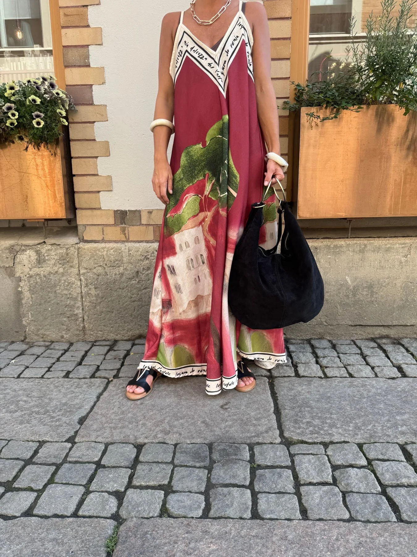 Casual Boho Printed Dress For Women Loose V-neck Suspender A-line Big Hem Long Dress Summer Fashion Vacation Style Dresses