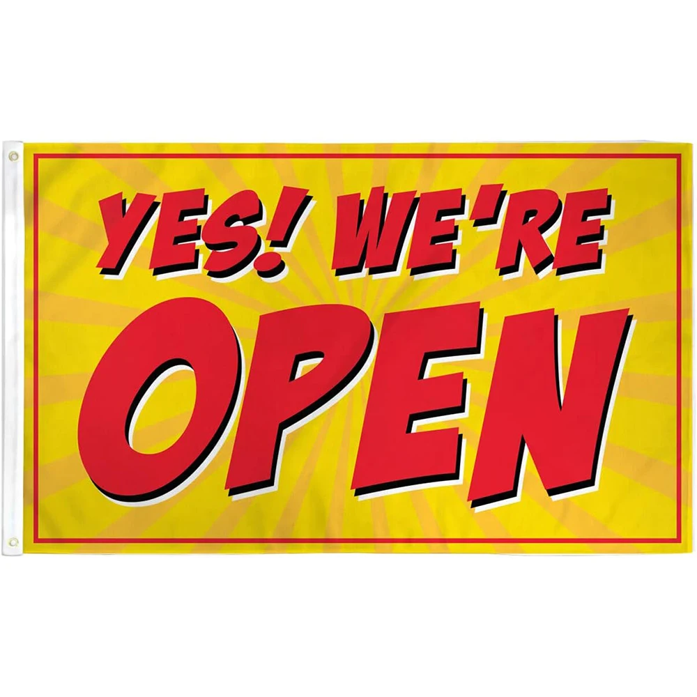 Flagicts 100% Polyester Yes! We're Open (Red) Flag