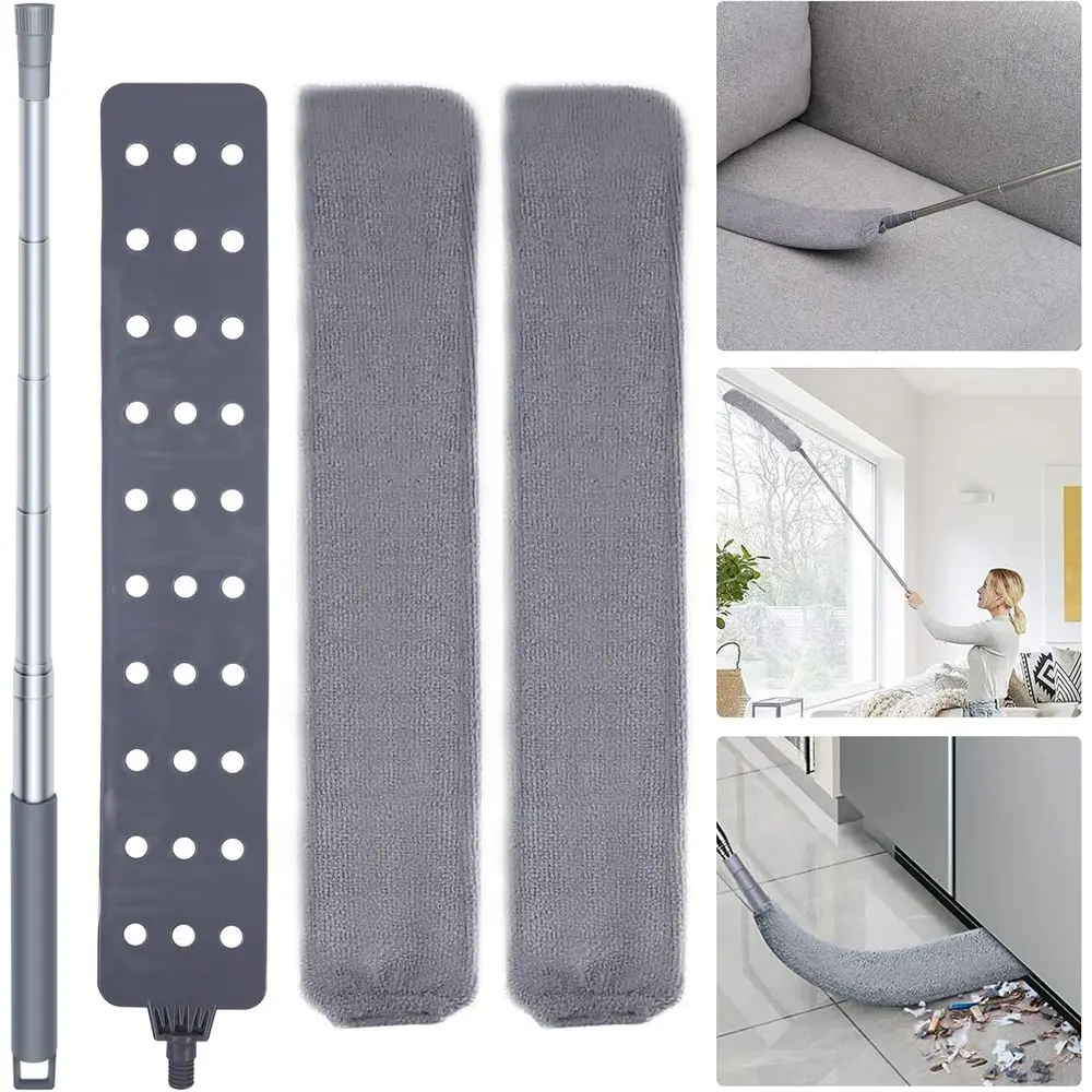 60-inch Retractable Microfiber Dust Cleaner with 2 Washable Cloths for Appliances and Furniture