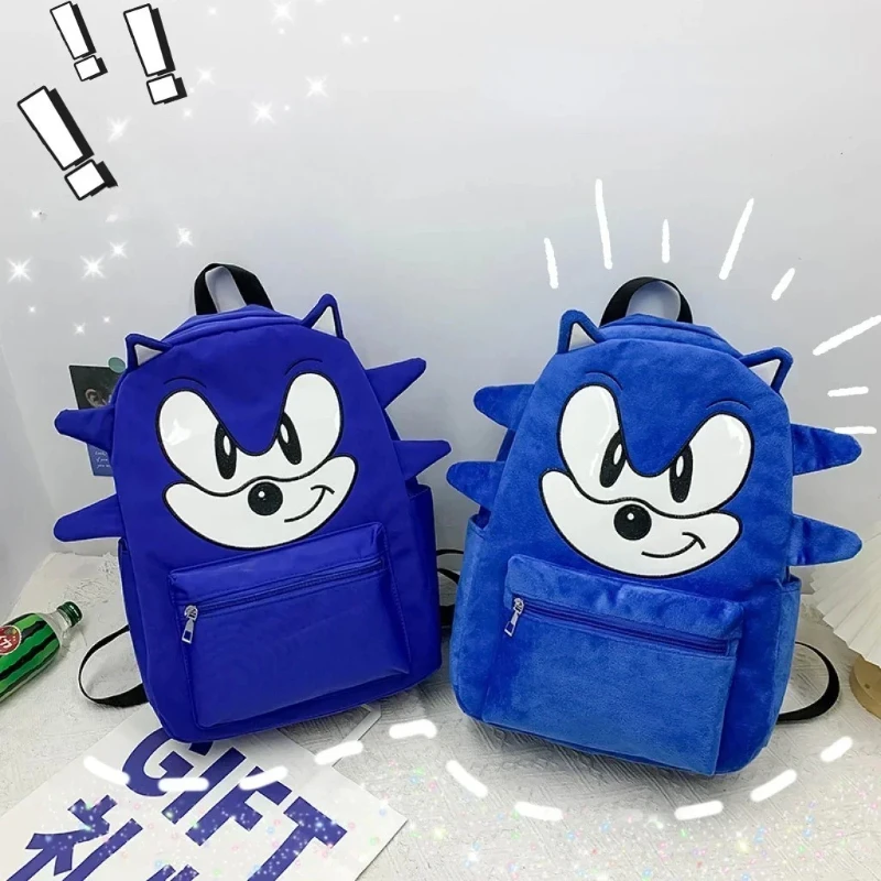 

Sonics Anime Backpack Selling High Appearance Game Student Plush Coin Purse School Bag Birthday Gift
