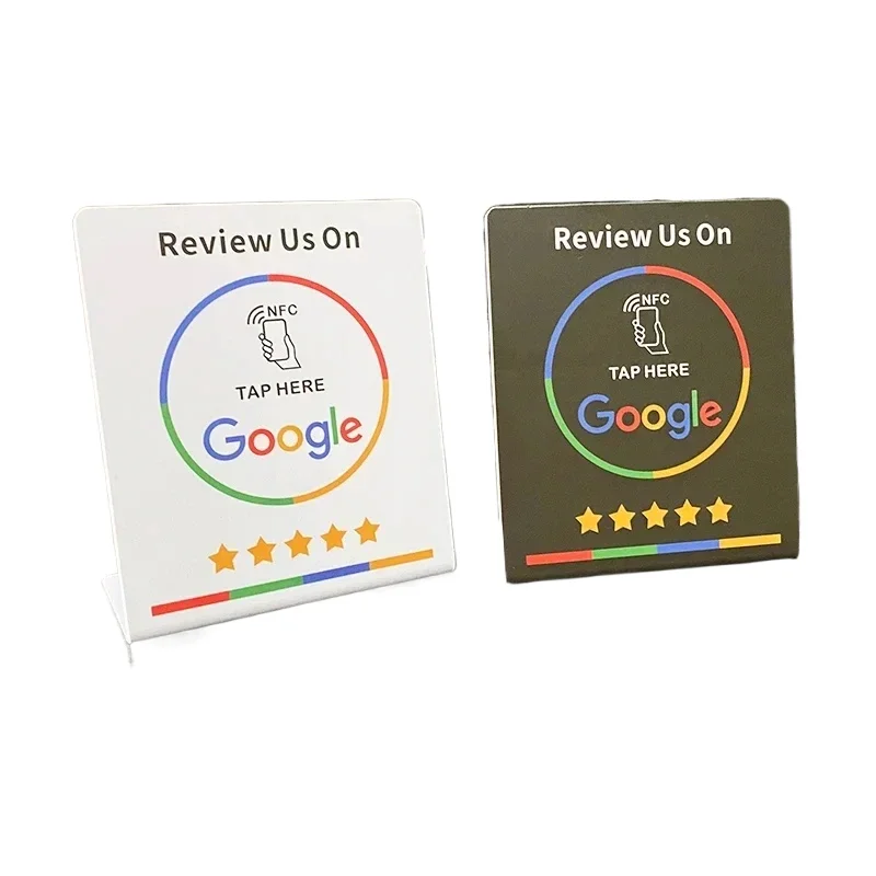 Programmable NFC Review Card NTAG215 13 56MHz QR Code Editable Tabletop Display Stand Holder for Business Review Collection