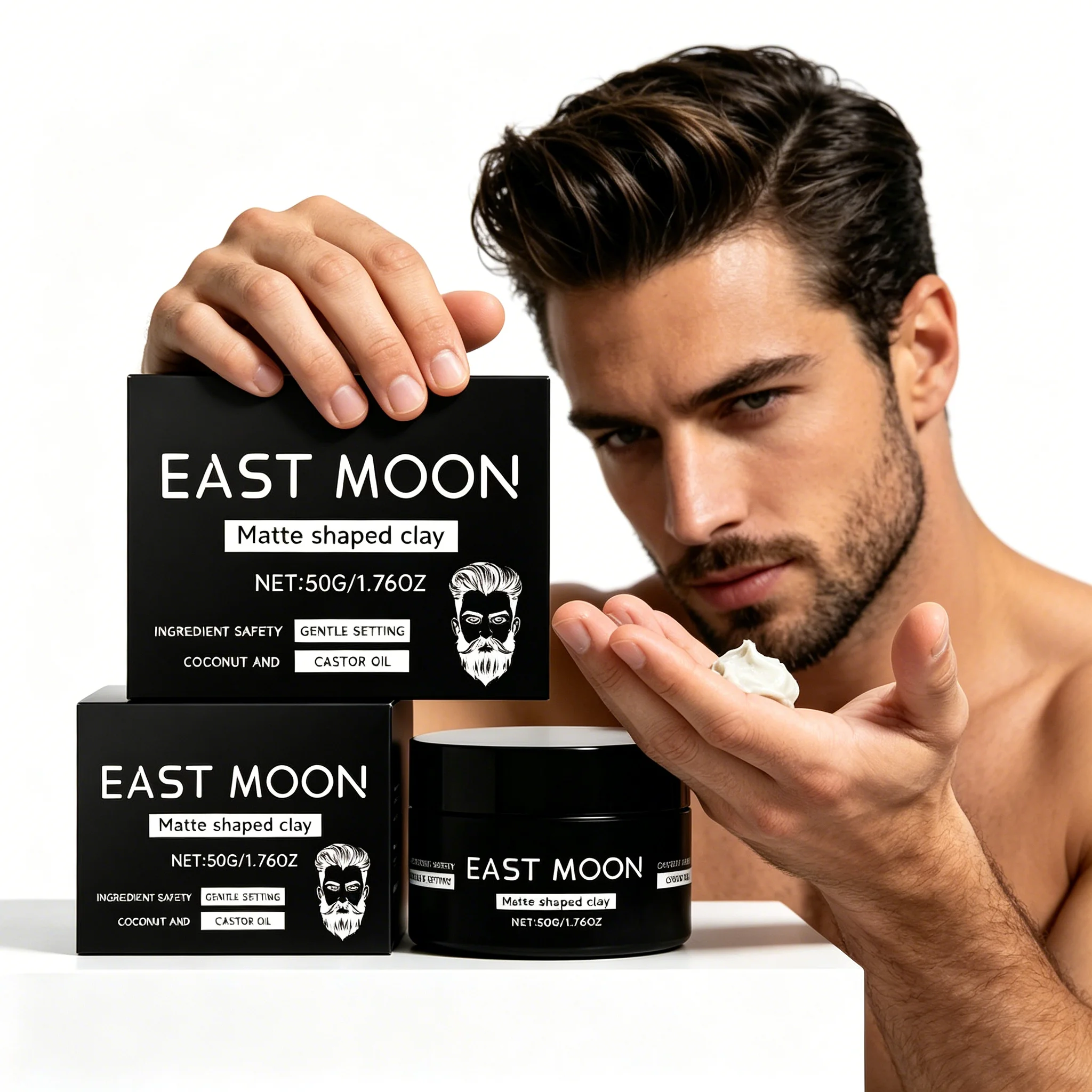 Men Matte Hair Styling Clay, Oil-Free for Refreshing Hairstyle, Smooth, Non-Greasy, Non-Sticky and Easy to Manage All Day