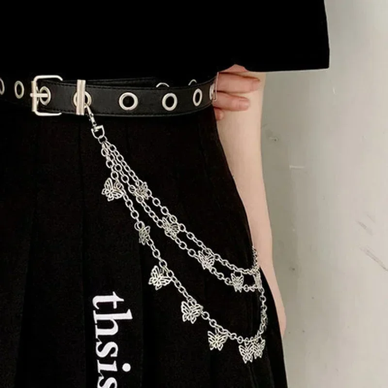

Girl's Punk Street Butterfly Belt Waist Chain Women's Pant Multi-layer Hip Hop Crochet Pants Trousers Accessories Cretive Supply