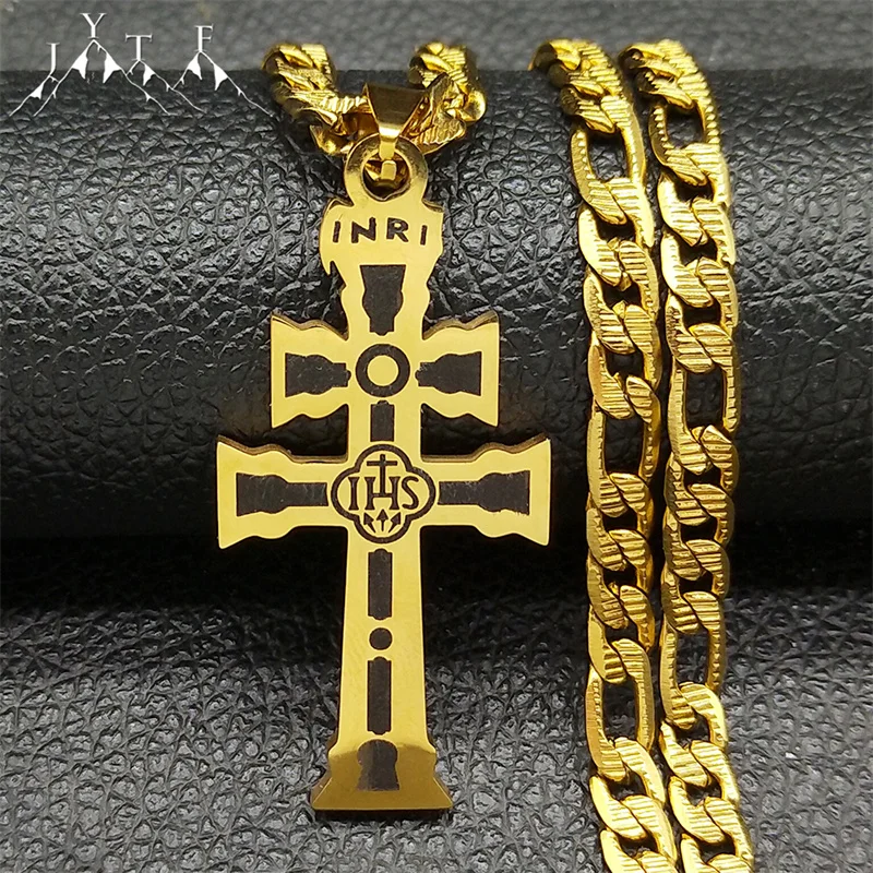 Christian Orthodox INRI Church Jesus Cross Pendant Necklace For Women Men Stainless Steel Gold Color Hip Hop Chain Jewelry