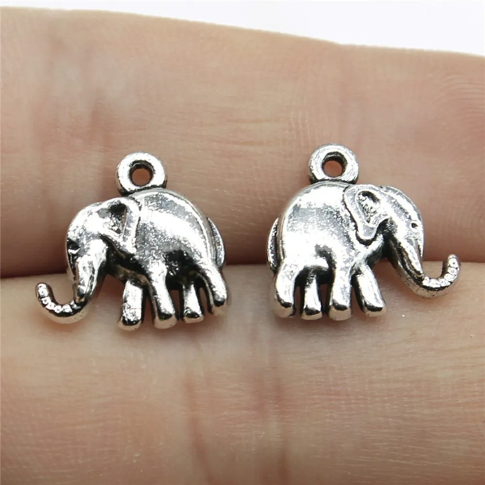 20pcs Elephant Charms For Jewelry Making Elephant Beads Antique Bronze Silver Color Antique Jewelry Making DIY Handmade Craft